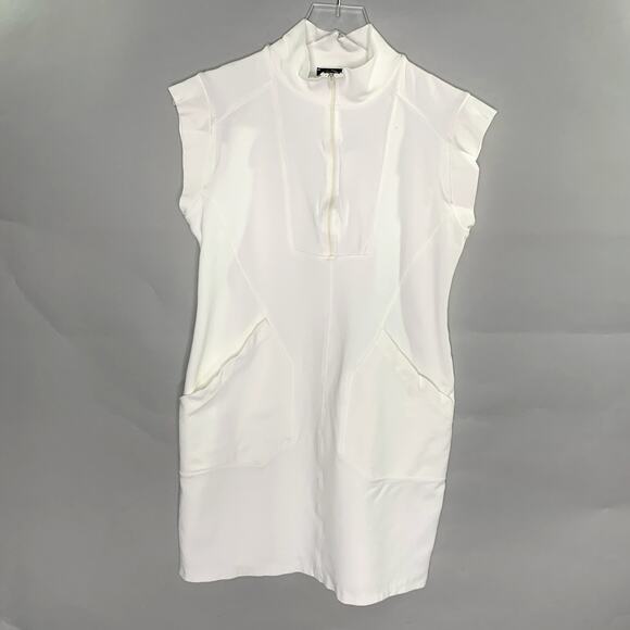 Brigitte Brianna S Cream Gia Dress Double Knit Ponte Stretch Mock Neck - Picture 1 of 10